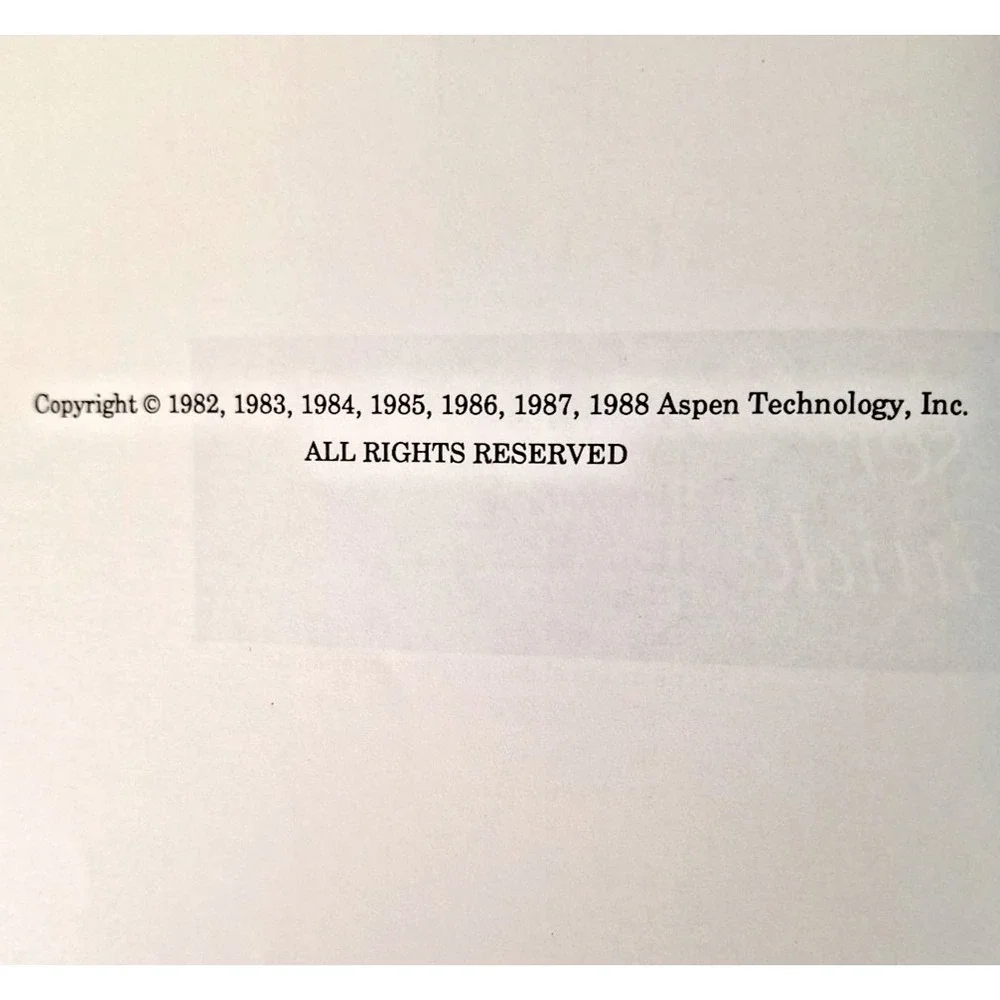 1988 Aspen Plus User Guide V8 RARE College Textbook Manual No ISBN University UC